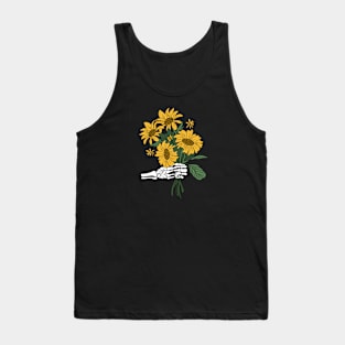 Skeleton holding sunflowers Tank Top